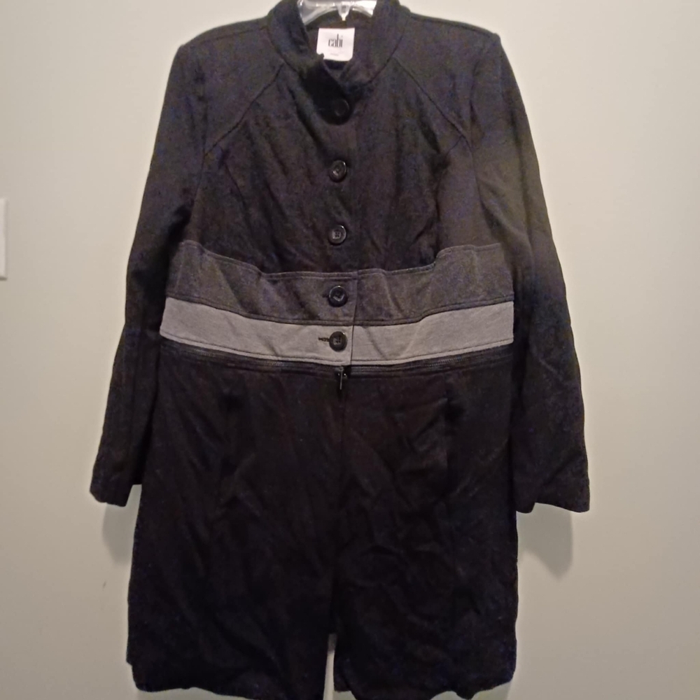 Cabi 3176 Convertible 2-in-1 Zip Off‎ Jacket Coat Black Grey XL Ponte Womens